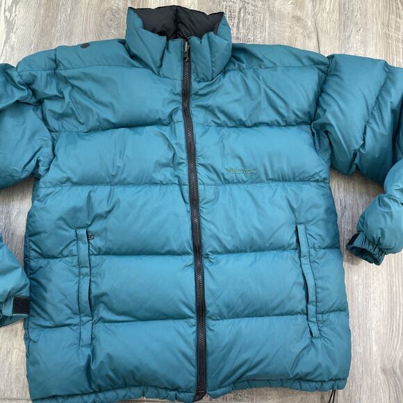 Marmot Mens M Vintage Puffer Style 5635 Teal Blue 90s Down Jacket *Repaired* - Picture 1 of 16